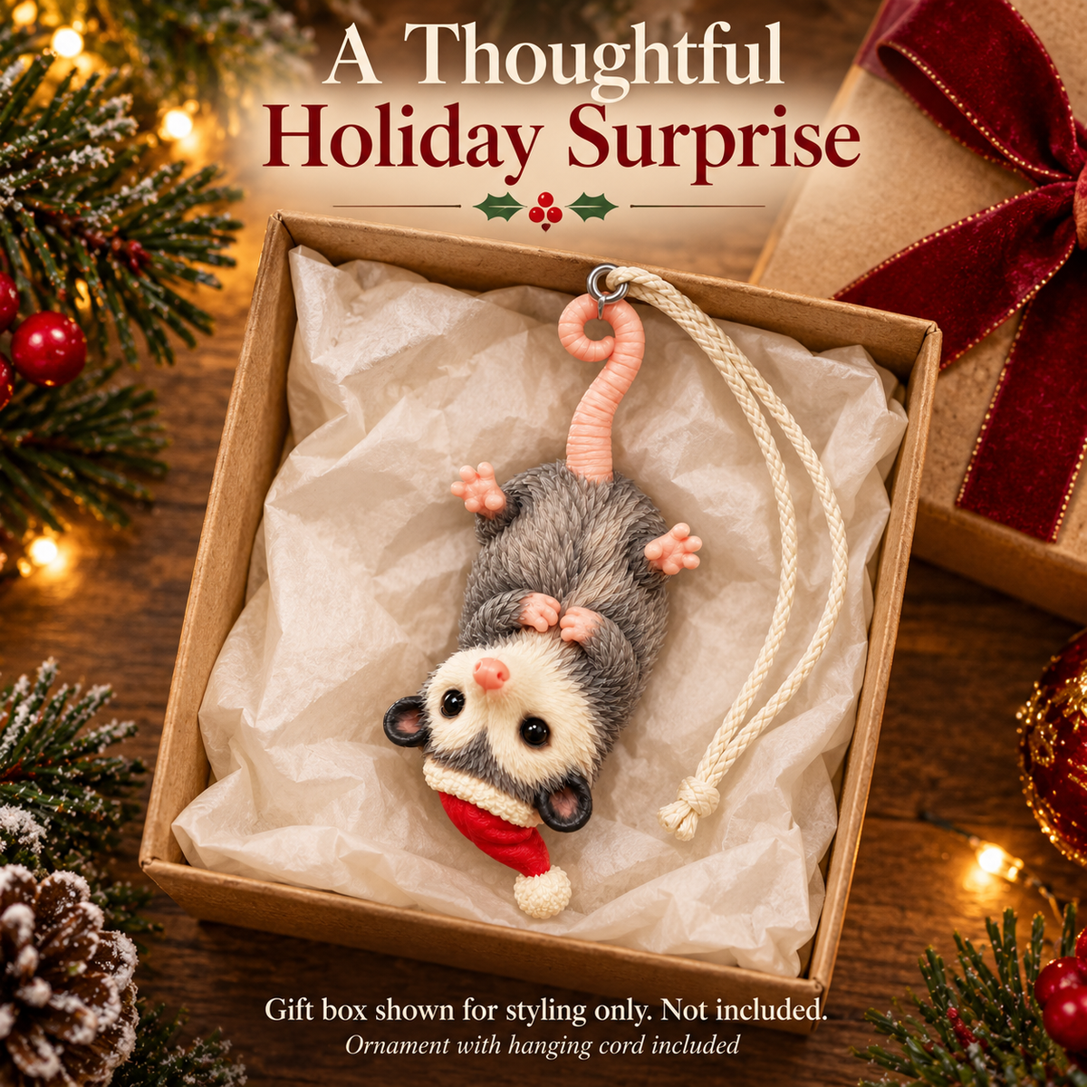 🎄 "Hanging Around" Santa Possum Ornament | Funny Upside-Down Christmas Tree Decor 🐾