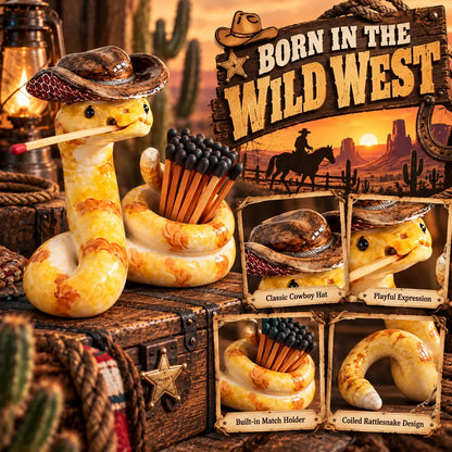 ⏳ Last Day 49% OFF – 🤠 The Cowboy RattlerTM Match Holder | Funny Western Snake Décor for Cabins, Mantels & Bars 🐍