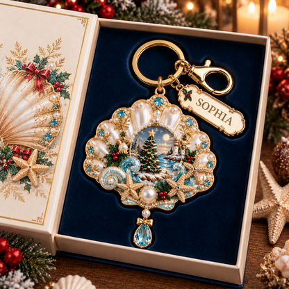 🎄 Personalized Coastal Christmas Keychain