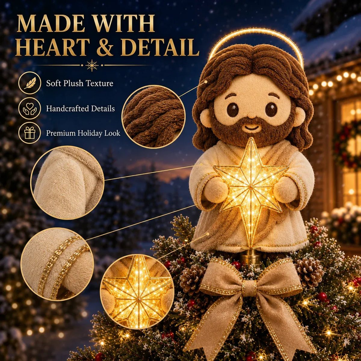 ⏳ Last Day 50% OFF – ✝️ Christian Christmas Tree Topper | Cute Jesus Blessing & Mary Grace Designs for Faith-Filled Trees, Family Traditions & Meaningful Holiday Décor 🎄