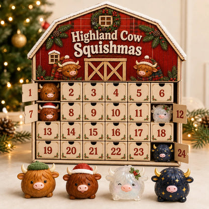🐮 Highland Cow Squishy Collection | 12-Piece Harvest Herd or 24-Piece Holiday Collector’s Edition with Unique Characters & Secret Cow ✨