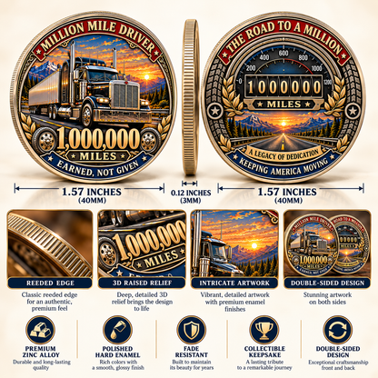 🚛 Truck Driver Mileage Milestone Commemorative Challenge Coin Collection