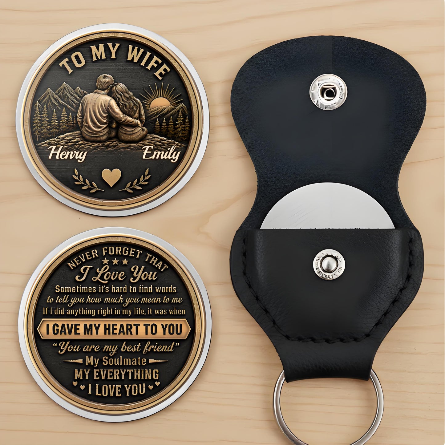 Custom Pocket Hug - Personalized Anniversary Wedding Gifts For Husband And Wife, Him And Her - Love Token Lasts Forever