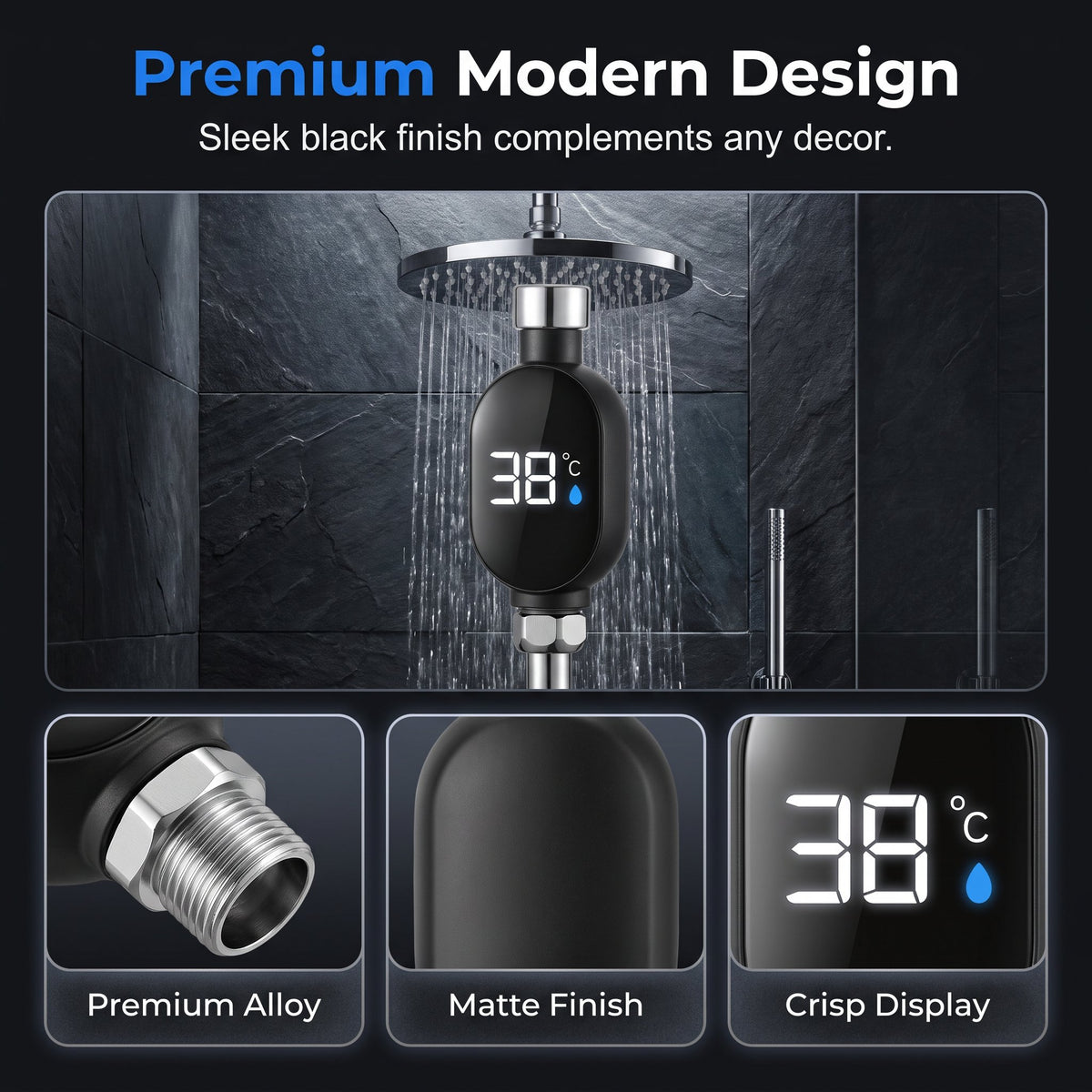 Intelligent LED Shower Thermometer