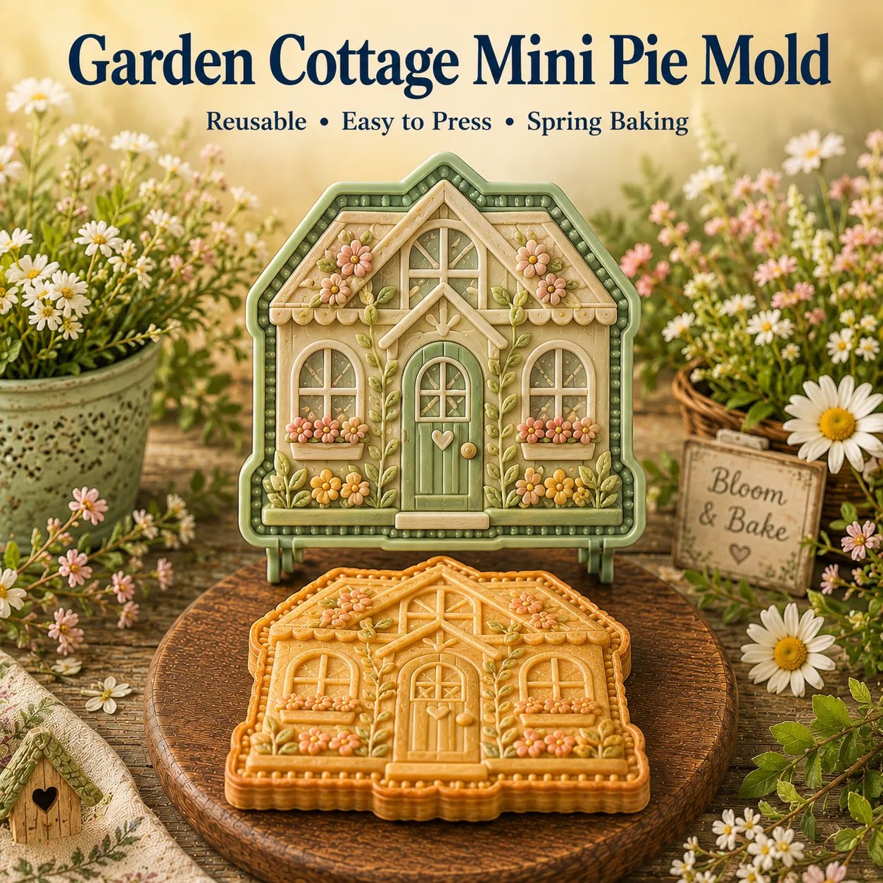 ⏳ Last Day 50% OFF – 🌸 8-Design Spring Garden Mini Pie Mold Collection | Reusable Embossed Molds for Shaping Detailed Bee, Butterfly, Ladybug, Sunflower, Cottage & More 🥧✨