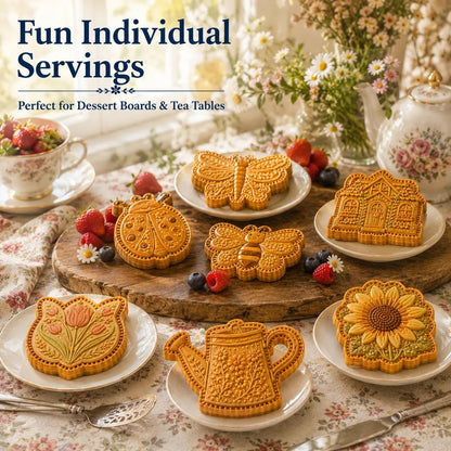 ⏳ Last Day 50% OFF – 🌸 8-Design Spring Garden Mini Pie Mold Collection | Reusable Embossed Molds for Shaping Detailed Bee, Butterfly, Ladybug, Sunflower, Cottage & More 🥧✨