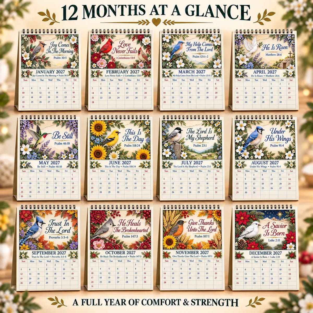 ✝️ Christian Calendar 2027 | 12 Scripture Designs with Nature Scenes