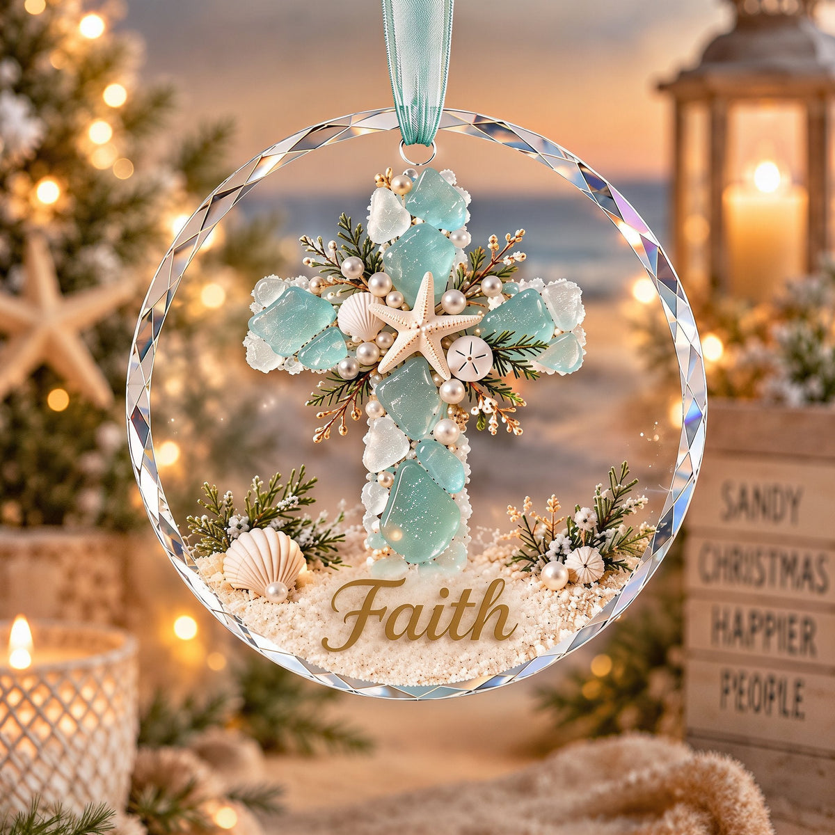 🎄✨Personalized Coastal Beach Christmas Ornament