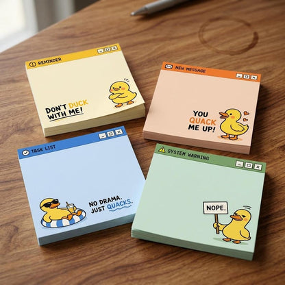 🦆 Quack Up Your Reminders! Cute & Sassy Duck Sticky Notes (4-Pack) 🌟