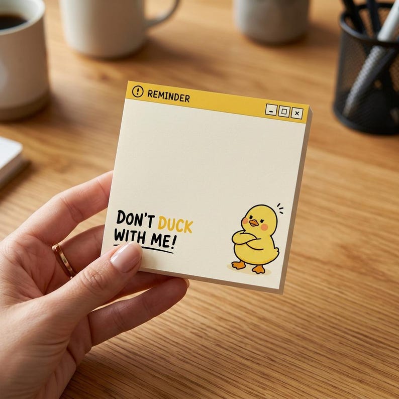 🦆 Quack Up Your Reminders! Cute & Sassy Duck Sticky Notes (4-Pack) 🌟