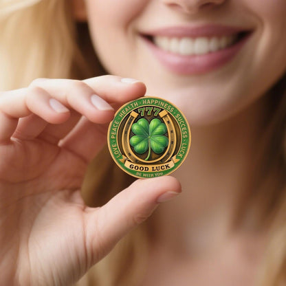 Lucky Elephant Coin with 4-Leaf Clover