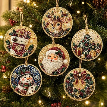✨🎁6 Pcs Christmas DIY Diamond Painting Ornaments