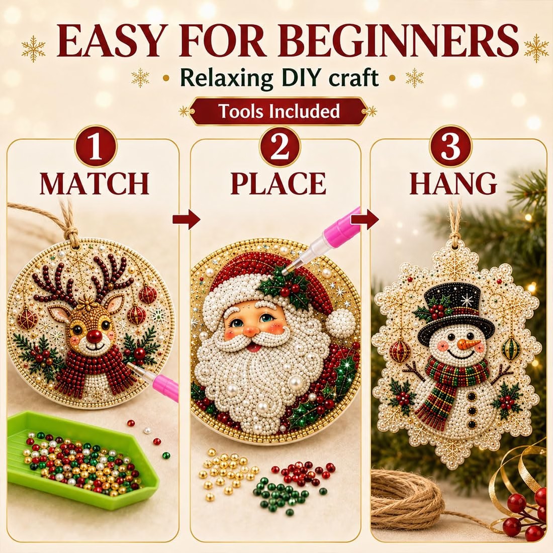 ✨🎁6 Pcs Christmas DIY Diamond Painting Ornaments