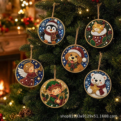 ✨🎁6 Pcs Christmas DIY Diamond Painting Ornaments
