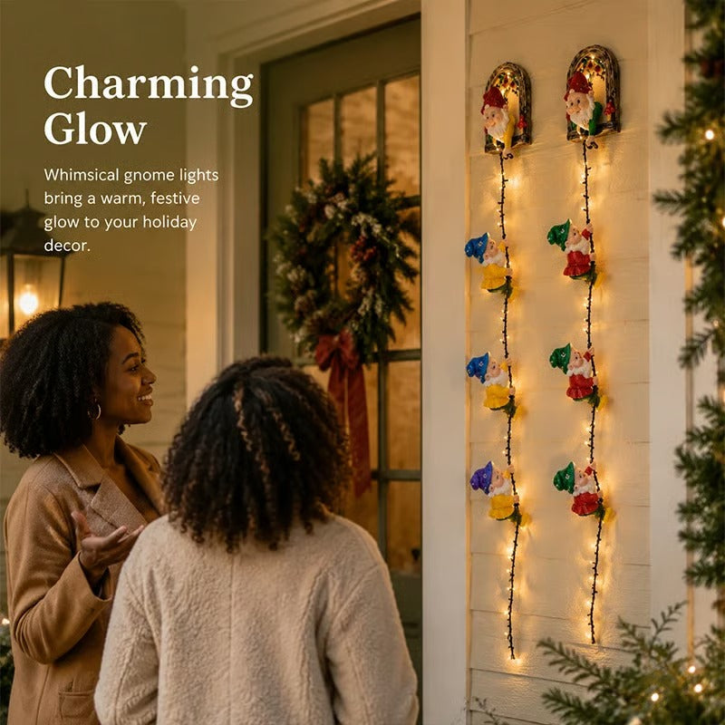 🎄✨Handmade Climbing Gnome Christmas StringLights, Indoor OutdoorWall Hanging Holiday Decor