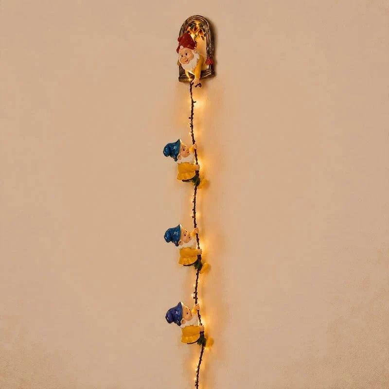🎄✨Handmade Climbing Gnome Christmas StringLights, Indoor OutdoorWall Hanging Holiday Decor