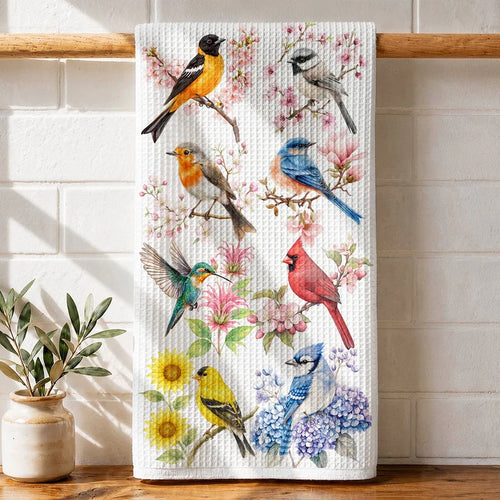 Birds Kitchen Towel Garden Birds in Bloom