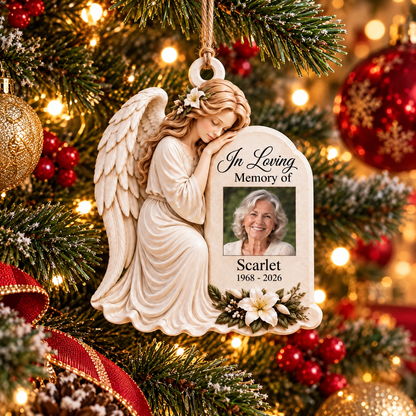 Personalized Angel In Loving Memory Photo Ornament