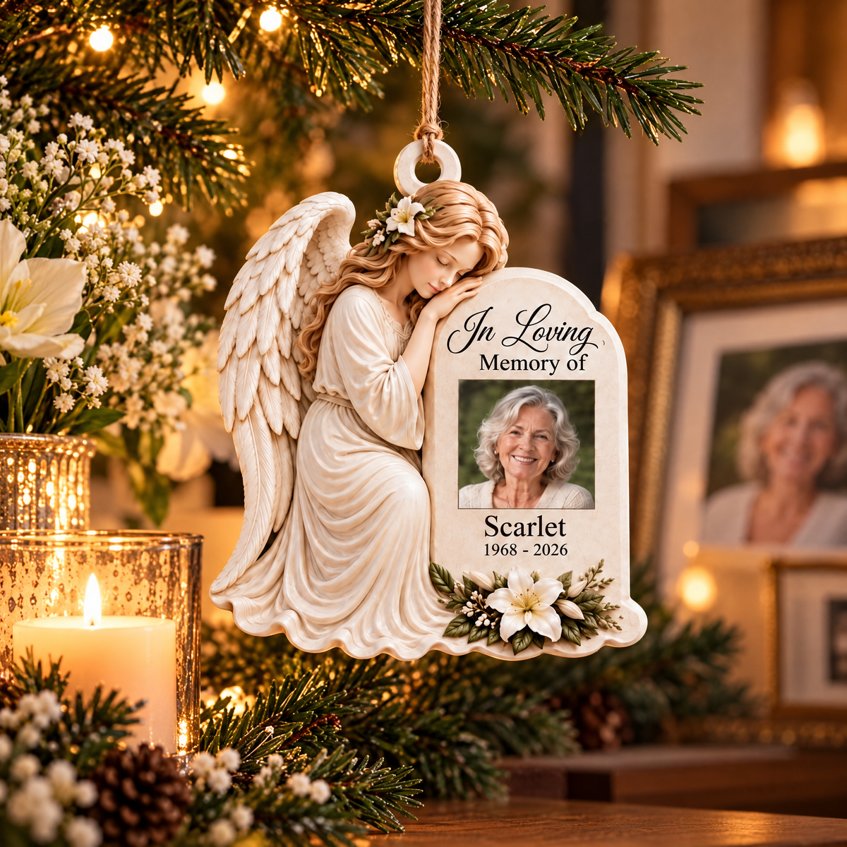 Personalized Angel In Loving Memory Photo Ornament
