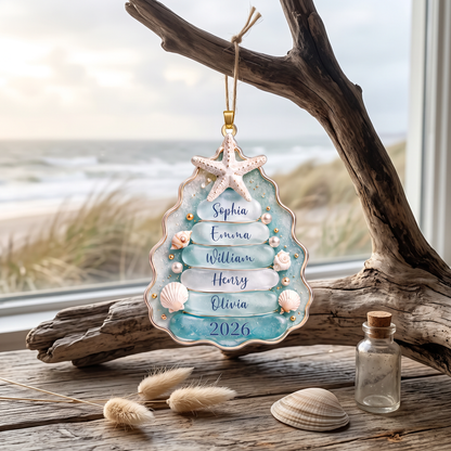 Personalized Coastal Christmas Tree Ornament