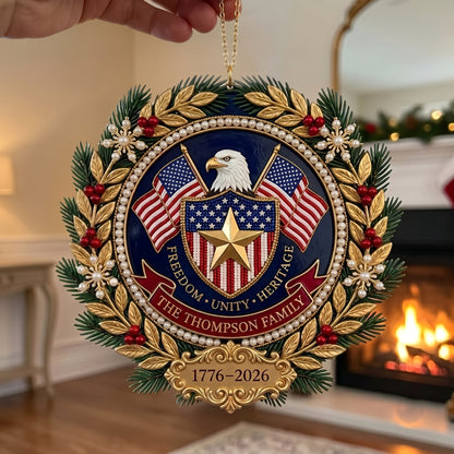 USA 250th Anniversary Christmas Ornament 🦅 | Premium Acrylic Patriotic Keepsake, Double‑Sided Printed Hanging Decoration