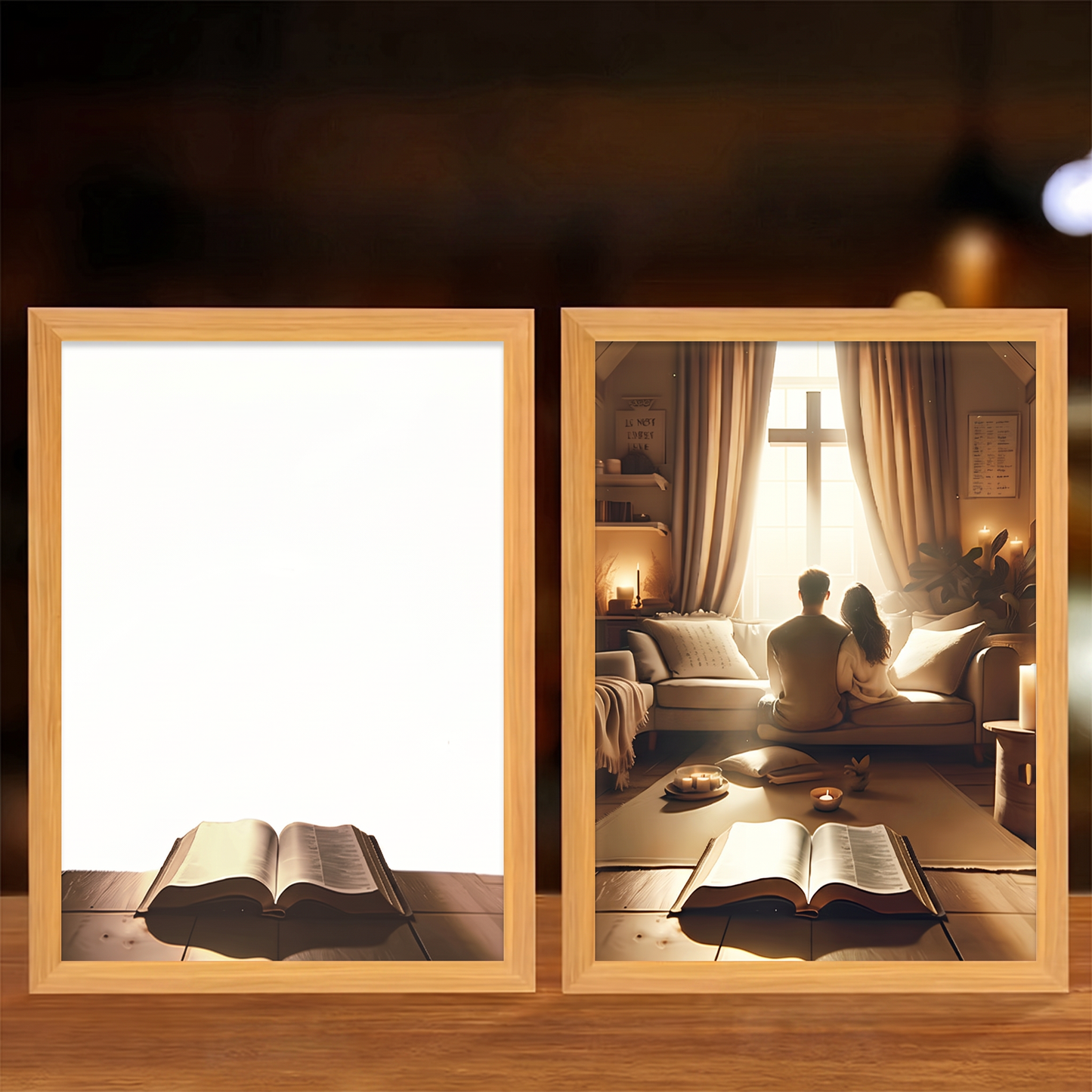 Faith That Glows At Night 🕊️ Illuminated Christian Art Frame | Eye‑Safe LED Devotional Night Lamp, Rechargeable & USB Option, Religious Keepsake Gift