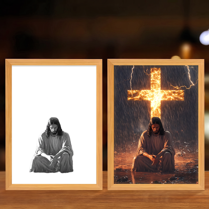 Faith That Glows At Night 🕊️ Illuminated Christian Art Frame | Eye‑Safe LED Devotional Night Lamp, Rechargeable & USB Option, Religious Keepsake Gift