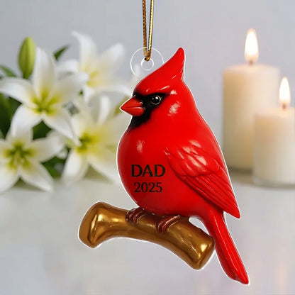Personalized Vintage Nostalgic Cardinals Memorial  Acrylic Ornament