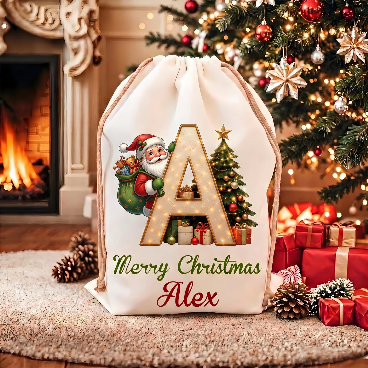 Personalized Christmas Initial Santa Sack