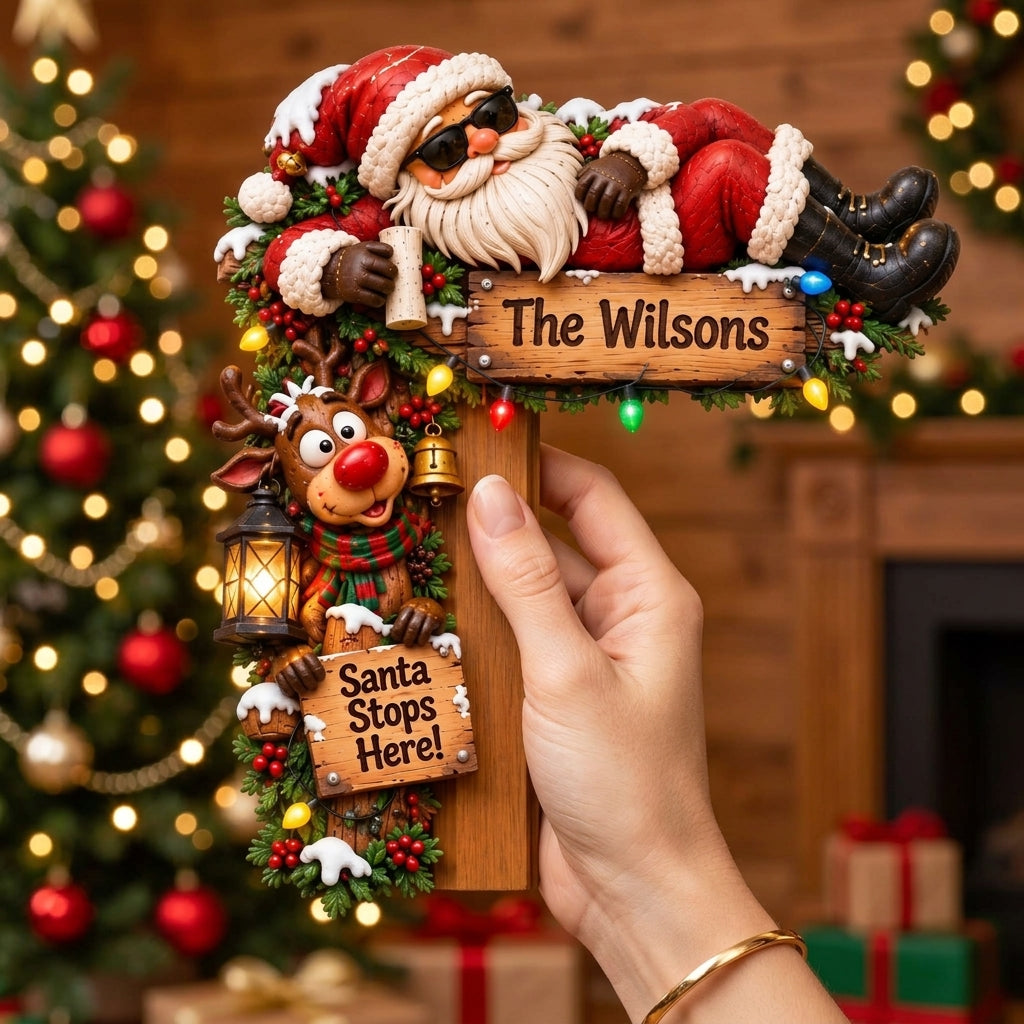 Personalized Santa & Reindeer Door Corner Christmas Decor
