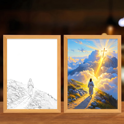 Faith That Glows At Night 🕊️ Illuminated Christian Art Frame | Eye‑Safe LED Devotional Night Lamp, Rechargeable & USB Option, Religious Keepsake Gift