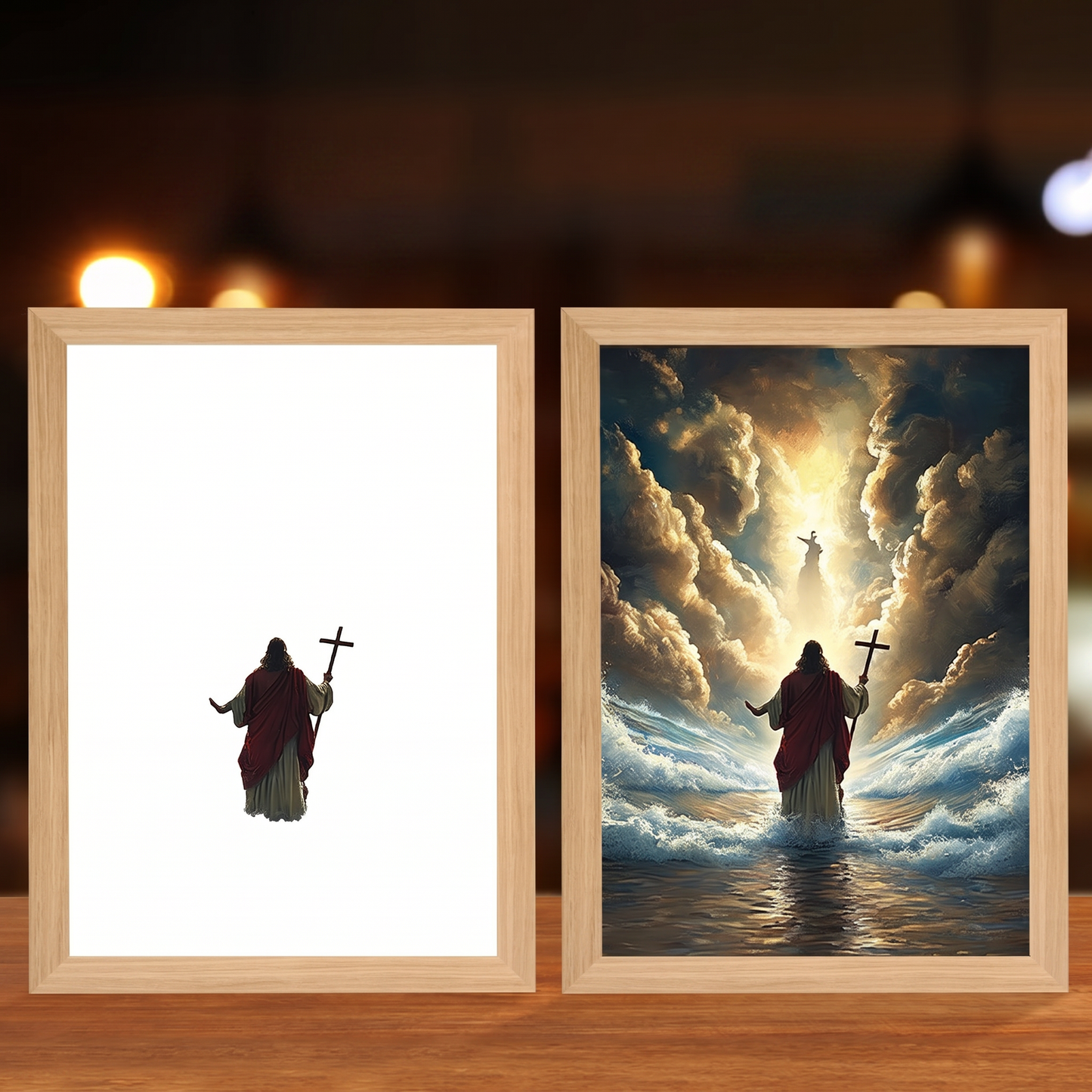 Faith That Glows At Night 🕊️ Illuminated Christian Art Frame | Eye‑Safe LED Devotional Night Lamp, Rechargeable & USB Option, Religious Keepsake Gift