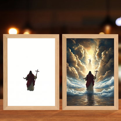 Faith That Glows At Night 🕊️ Illuminated Christian Art Frame | Eye‑Safe LED Devotional Night Lamp, Rechargeable & USB Option, Religious Keepsake Gift