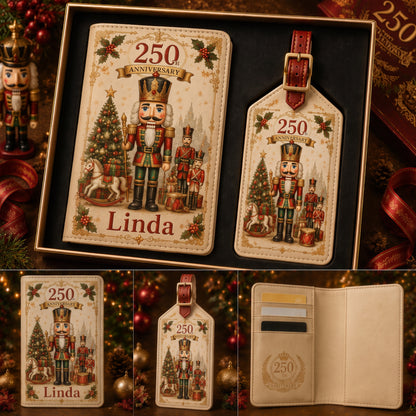 Personalized 250th Anniversary Christmas Travel Wallet & Luggage Tag Set