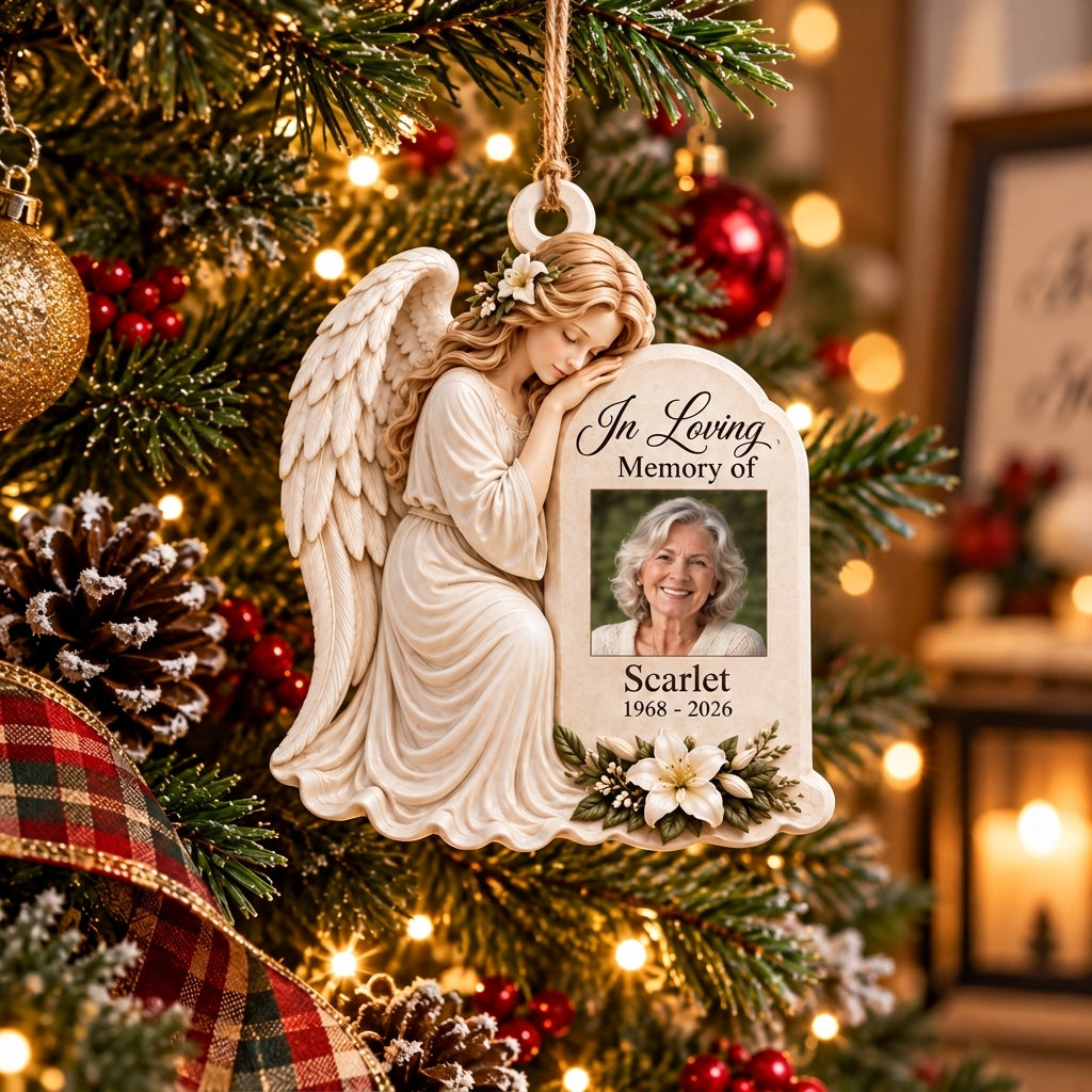 Personalized Angel In Loving Memory Photo Ornament