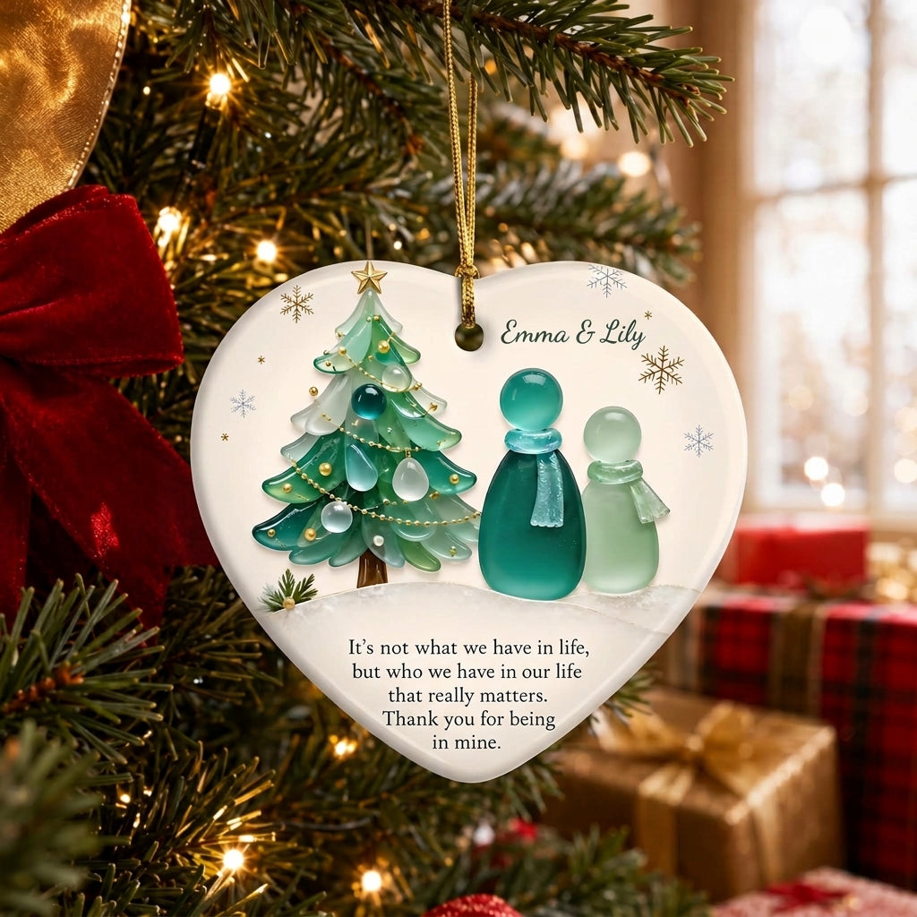Personalized Couple Sea‑Glass‑Inspired Ceramic Ornament