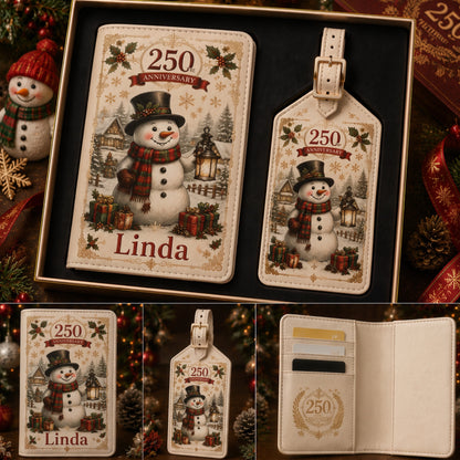 Personalized 250th Anniversary Christmas Travel Wallet & Luggage Tag Set
