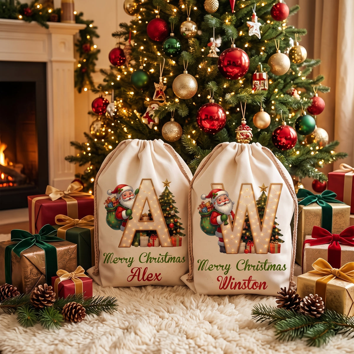Personalized Christmas Initial Santa Sack