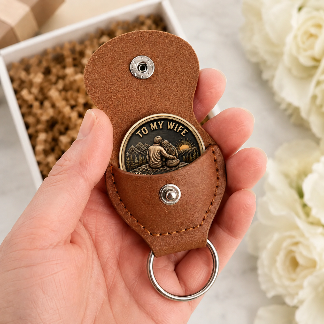 Custom Pocket Hug - Personalized Anniversary Wedding Gifts For Husband And Wife, Him And Her - Love Token Lasts Forever