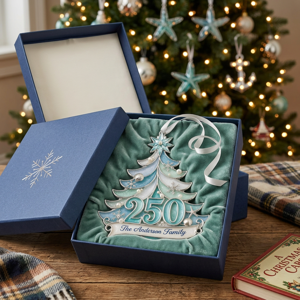 Personalized 250th Anniversary Coastal Christmas Ornament