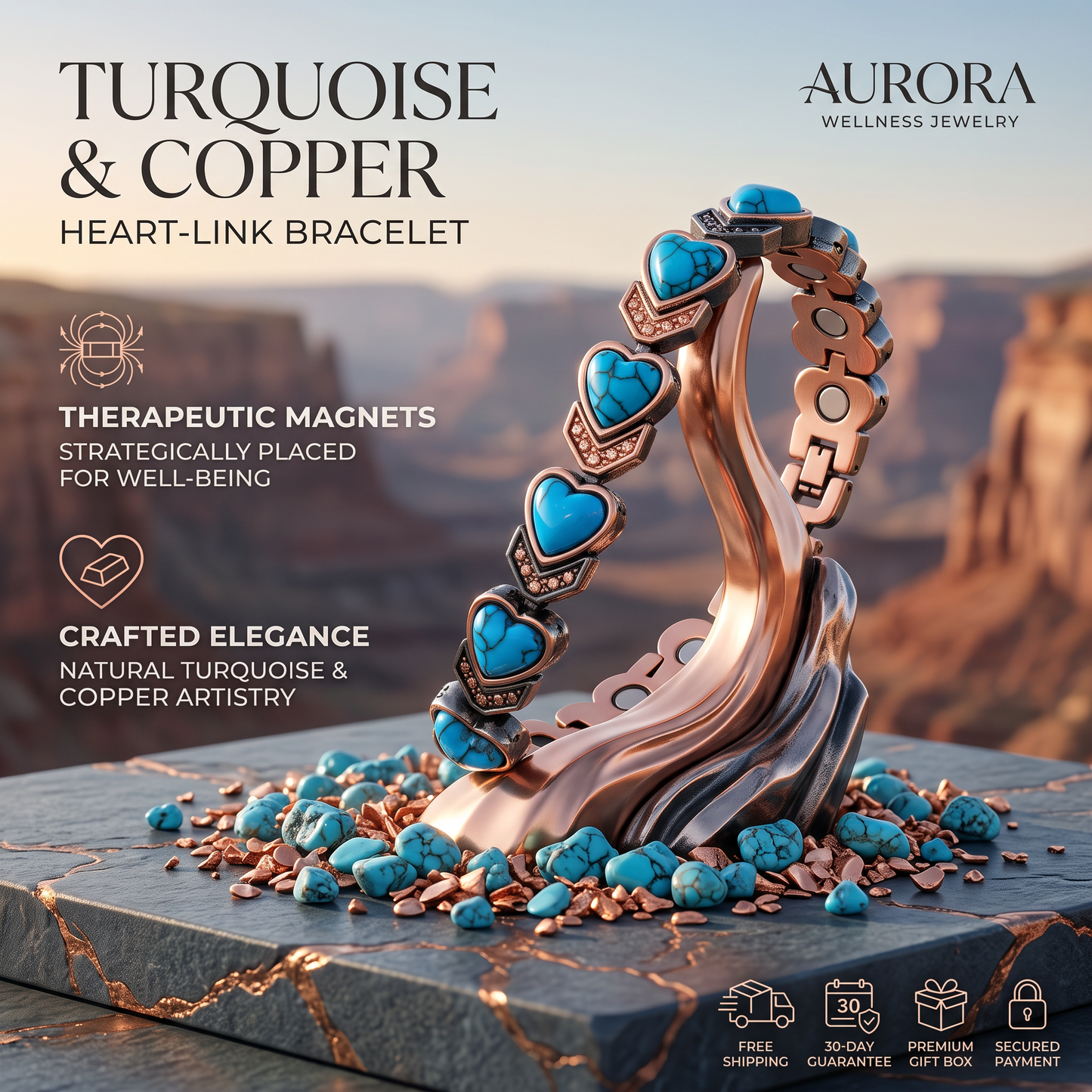 🔥🎁Copper Bracelet for Women, Pure Copper Magnetic Bracelets, Natural Unique Gemstone