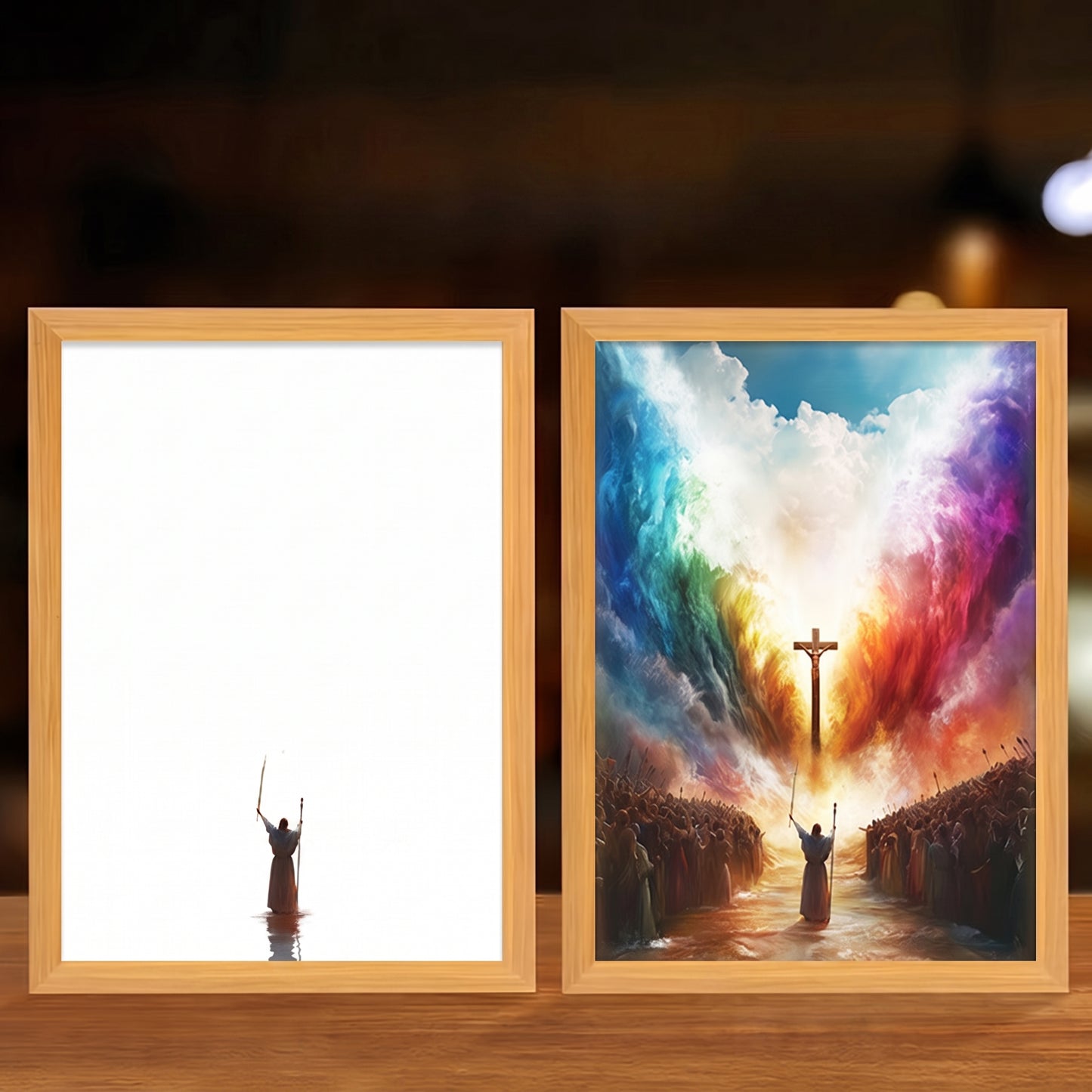 Faith That Glows At Night 🕊️ Illuminated Christian Art Frame | Eye‑Safe LED Devotional Night Lamp, Rechargeable & USB Option, Religious Keepsake Gift