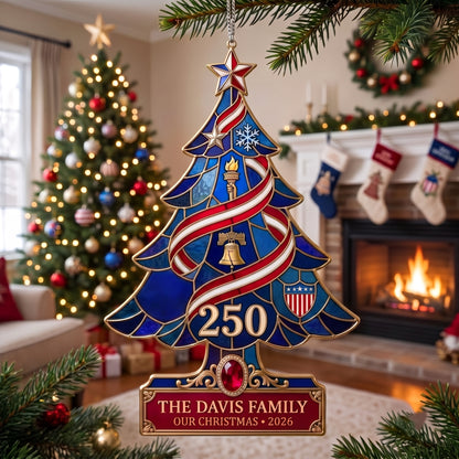 USA 250th Anniversary Christmas Ornament 🦅 | Premium Acrylic Patriotic Keepsake, Double‑Sided Printed Hanging Decoration