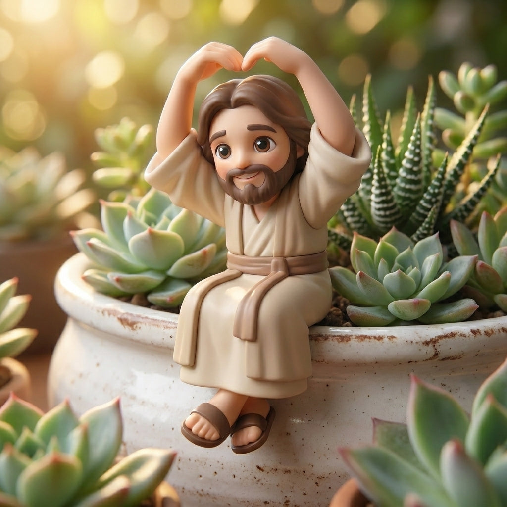 "Jesus is with You" - Adorable Sitting Jesus Monitor Buddy & Desk Decor ✨