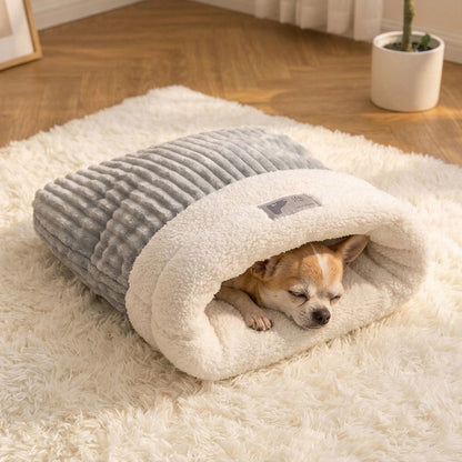 Cozy Nest Pet Sleeping Bag for Cats & Dogs – Soft Plush Cave Bed