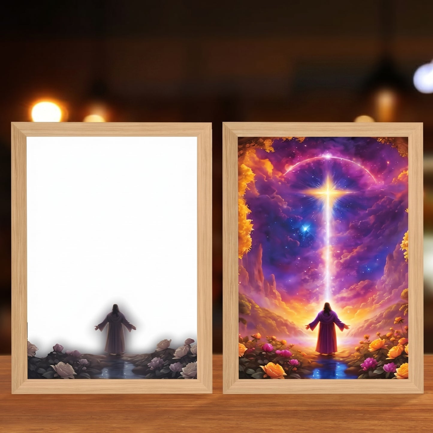 Faith That Glows At Night 🕊️ Illuminated Christian Art Frame | Eye‑Safe LED Devotional Night Lamp, Rechargeable & USB Option, Religious Keepsake Gift