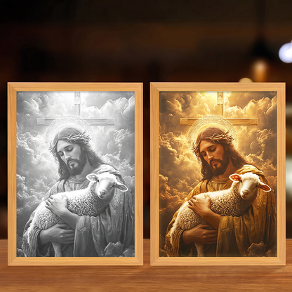 Faith That Glows At Night 🕊️ Illuminated Christian Art Frame | Eye‑Safe LED Devotional Night Lamp, Rechargeable & USB Option, Religious Keepsake Gift