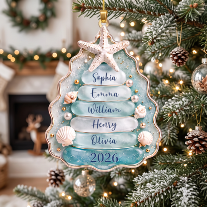 Personalized Coastal Christmas Tree Ornament