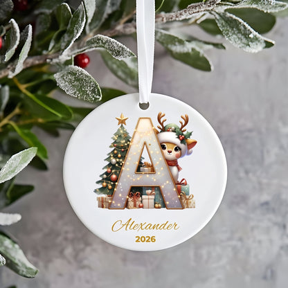 Personalized Reindeer Letter Ornament 2026