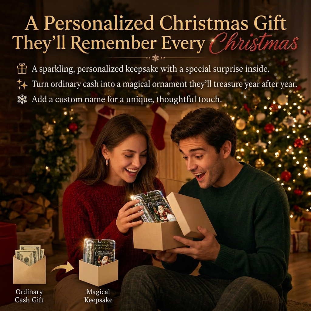 Personalized Christmas Cash Gift Holder Ornament